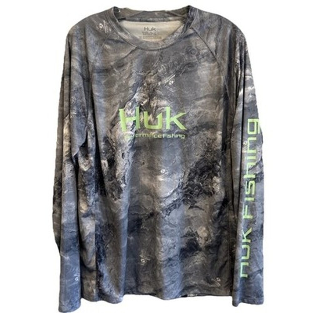 HUK Mossy Oak Hydro Fishing Shirt Men’s L Long Sleeve Silver Gray - Picture 3 of 11